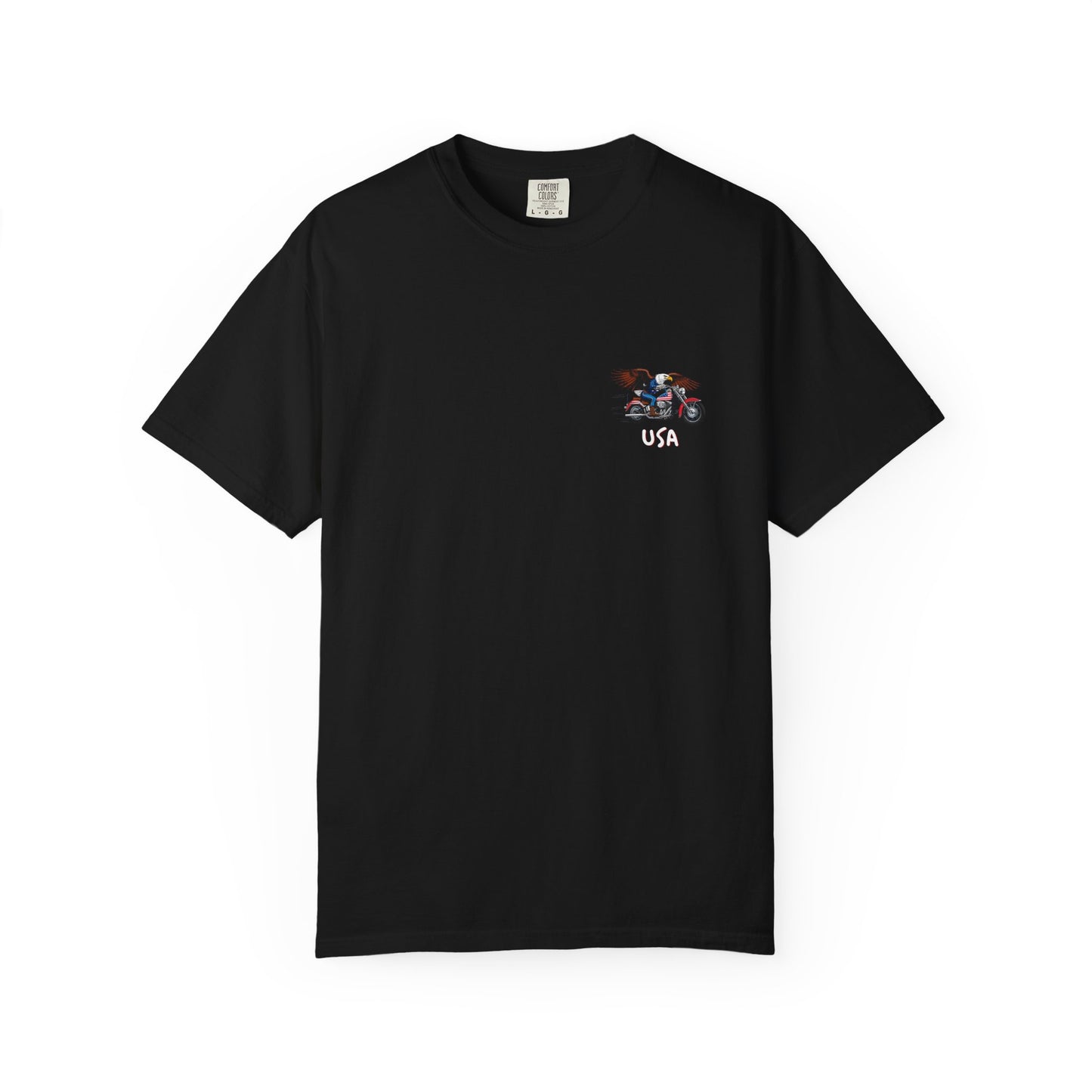 Bald Eagle 4th of July T Shirt - American Flag Motorcycle