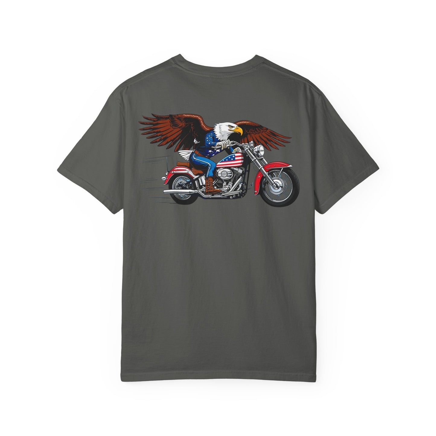 Bald Eagle 4th of July T Shirt - American Flag Motorcycle