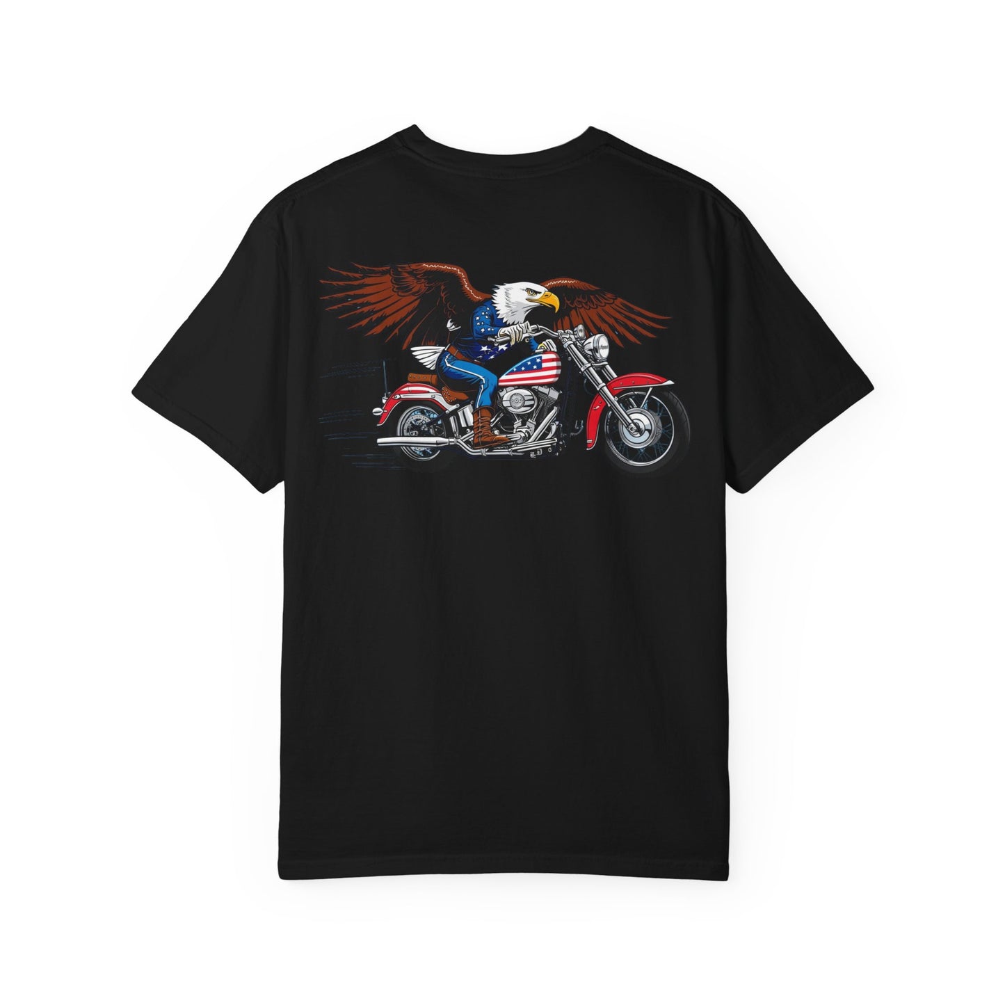 Bald Eagle 4th of July T Shirt - American Flag Motorcycle