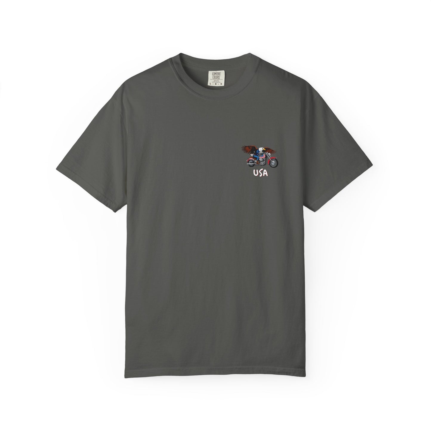 Bald Eagle 4th of July T Shirt - American Flag Motorcycle