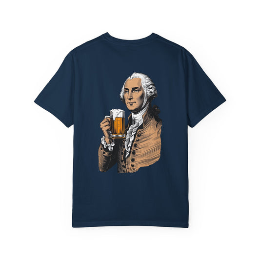 Red White & Beers – 4th of July T-Shirt – George Washington Drinking Beers