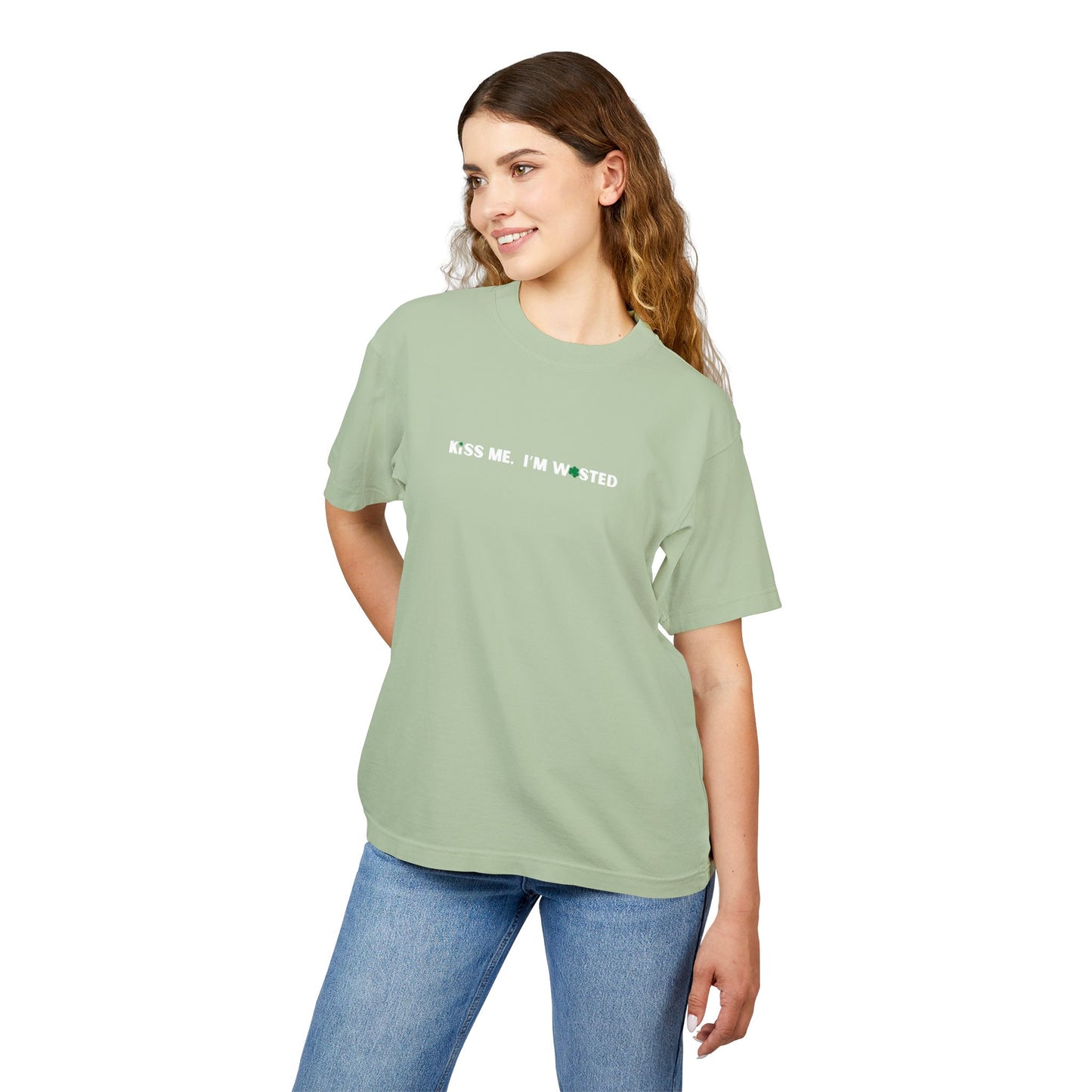 Kiss Me, I'm Wasted - Oversized Heavy Patrick's Day T-Shirt